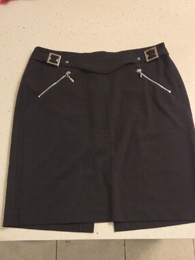 Black Women’s Pencil Skirt with Silver Zipper Detail